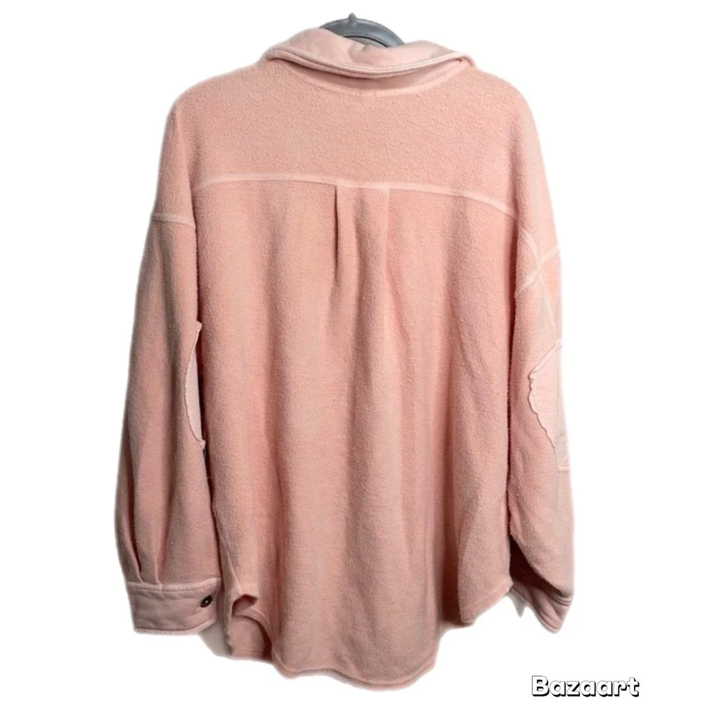 Free People Ruby Shirt Fleece Oversized Buttondown Shacket Jacket Top blouse XL